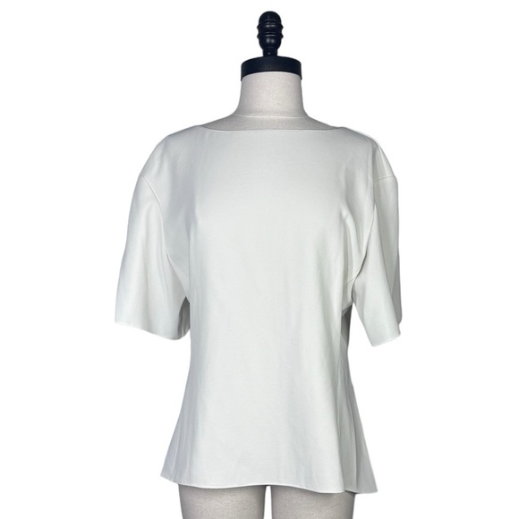 Theory Crepe ivory short sleeve butterfly top size large NWT - Picture 8 of 9